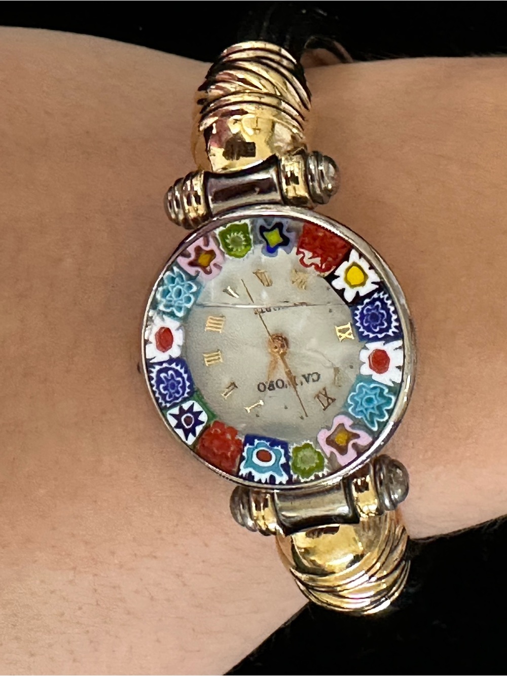 Antica Murrina venezia Gold-Tone  Millefiori Floral Bracelet Watch
